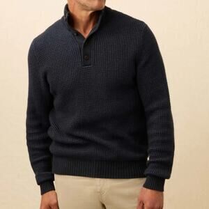 Faherty Men's Winter Navy Quarter Button Sweater Size XXL